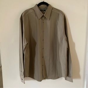 Men Vintage Mondo di Marco Tan Textured Button Up Dress Shirt Size L Large NWOT